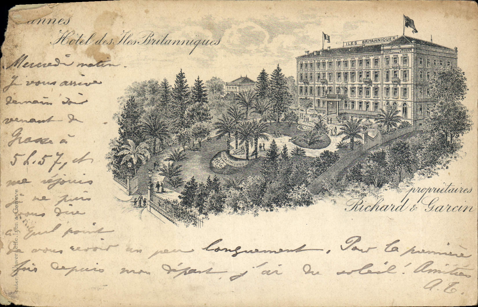 CPA Cannes Hotel des Iles Brilanniques Richard et Garcin