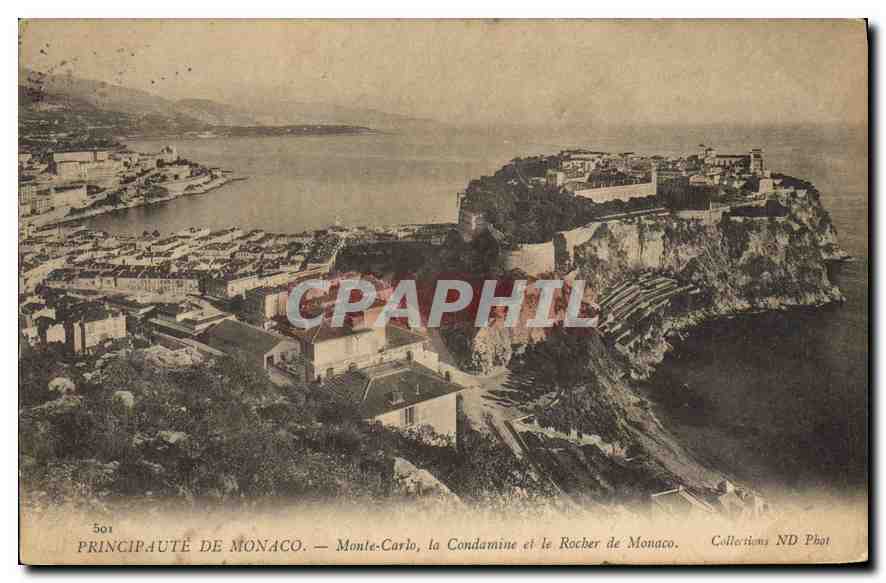 Principauté de Monaco — Monte-Carlo, la Condamine et le Rocher de Monaco — Collections ND Phot, n° 501