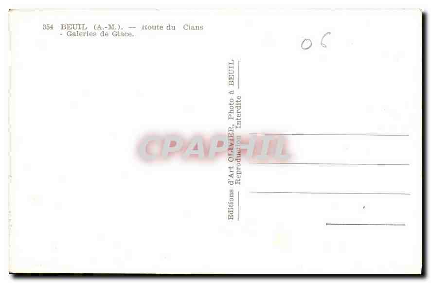 CPA Beuil A M Route du Cians Galeries de Glace  — Verso