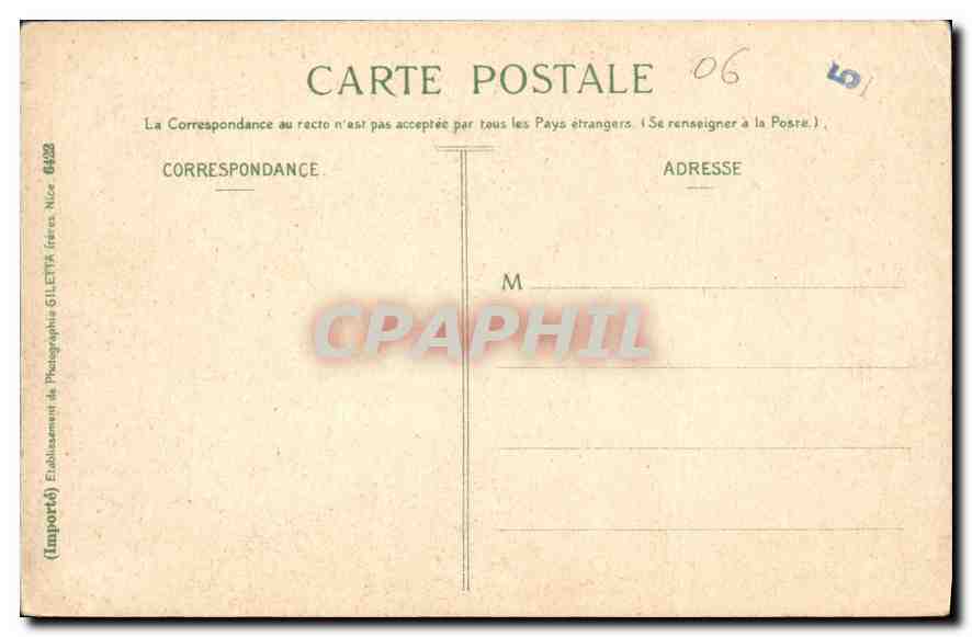 CPA Collection Artistique Menton la Plage par un coup de Mer  — Rückseite