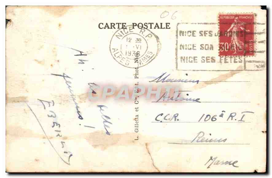 CPA Nice vue generale  — Rückseite