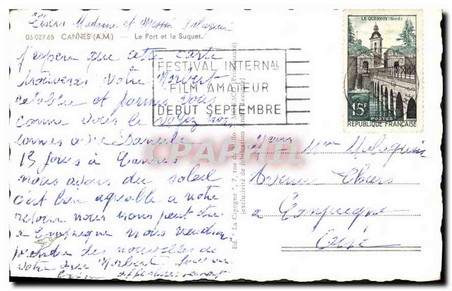 CPA Cannes A M Le Port et le Suquet Bateau — Rückseite