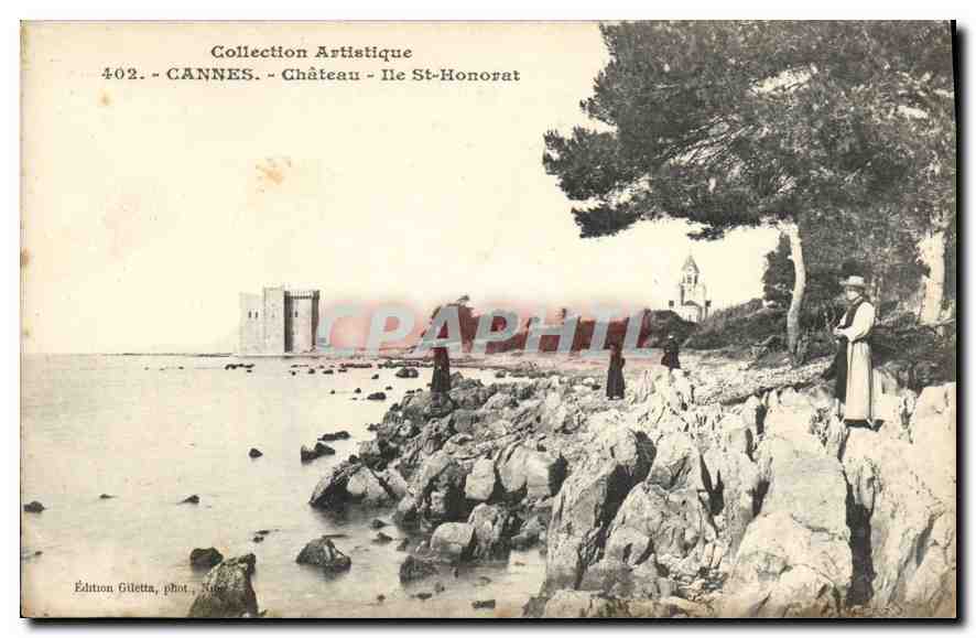 CPA Collection Artistique Cannes Chateau Ile St Honorat 