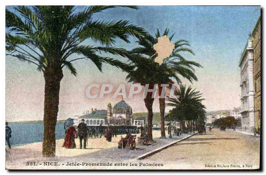 CPA Nice Jetee Promenade entre les Palmiers 