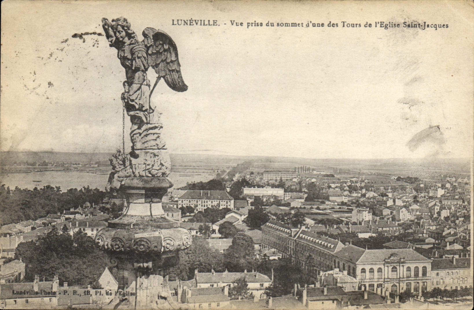 Lunéville - Vue prise du sommet d'une des Tours de l'Église Saint-Jacques — Lunéville-Photo - P. R., 18, Pl. de l'Église