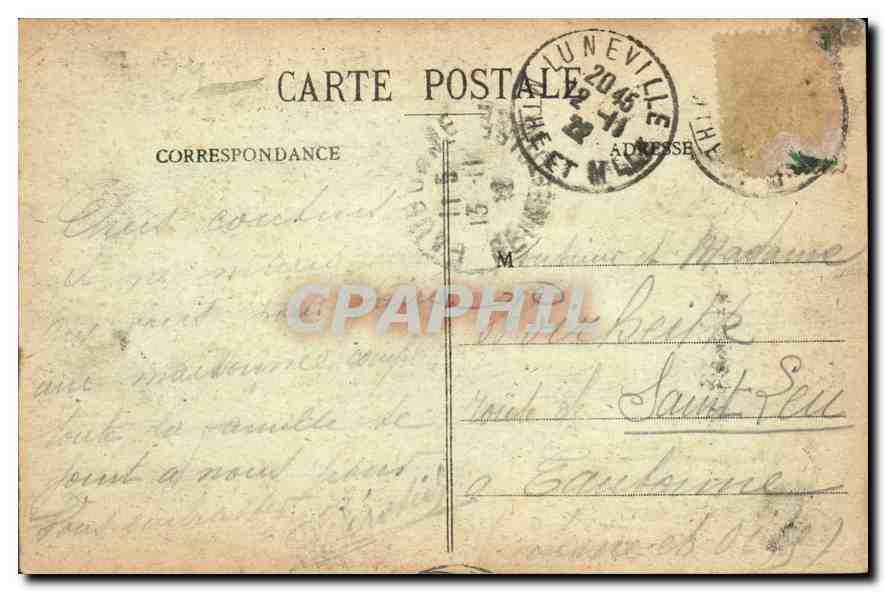 Lunéville - Vue prise du sommet d'une des Tours de l'Église Saint-Jacques — Lunéville-Photo - P. R., 18, Pl. de l'Église — Rückseite