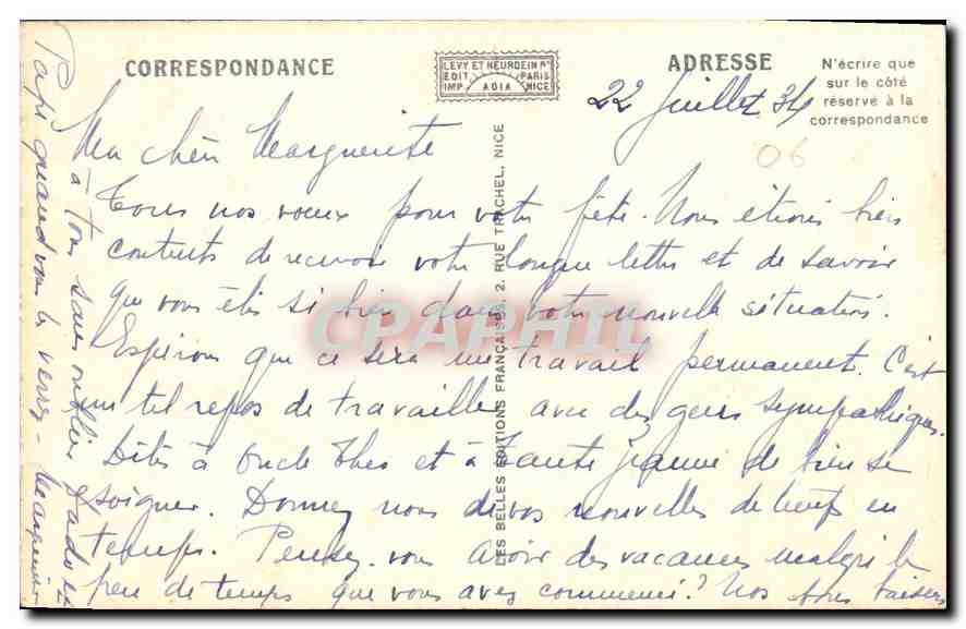 CPA La Cote d'Azur a vol d'oiseau de Menton a Cannes  — Verso