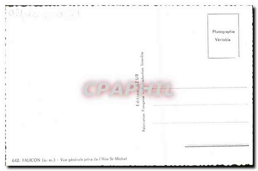 CPA Falicon AM Vue generale prise de l'Aire St Michel  — Rückseite