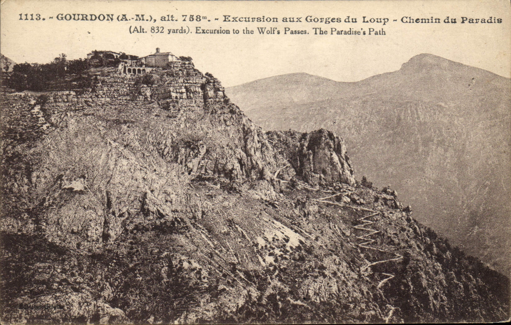 Gourdon (A.M.) — Excursion aux Gorges du Loup — Chemin du Paradis — n° 1113