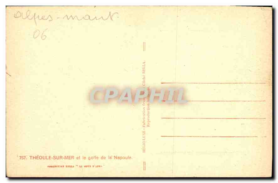 CPA Theoule sur Mer et le golfe de la Napoule  — Verso