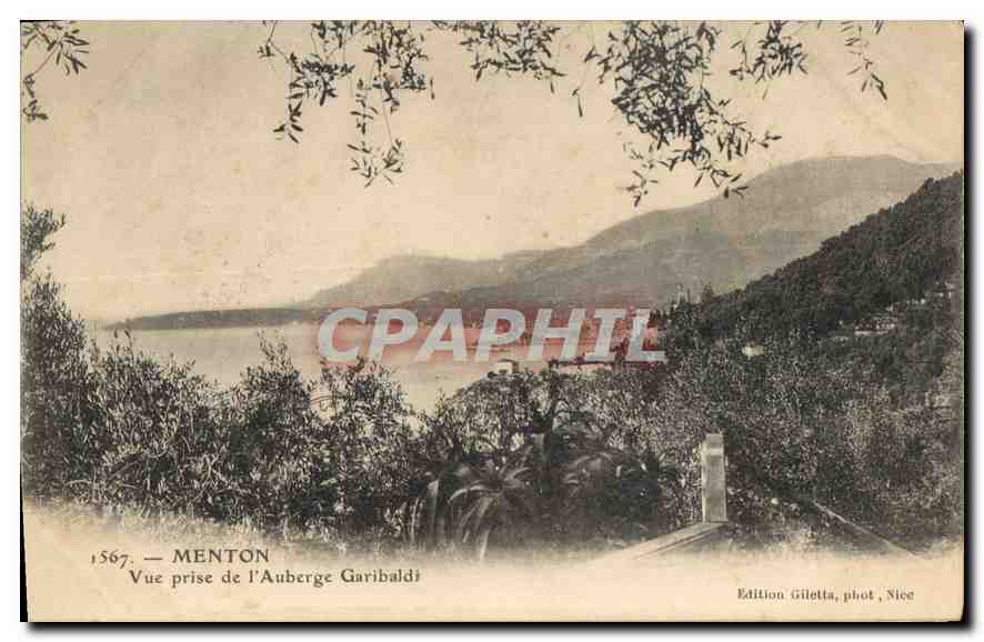 CPA Menton Vue prise de l'Auberge Garibaldi 