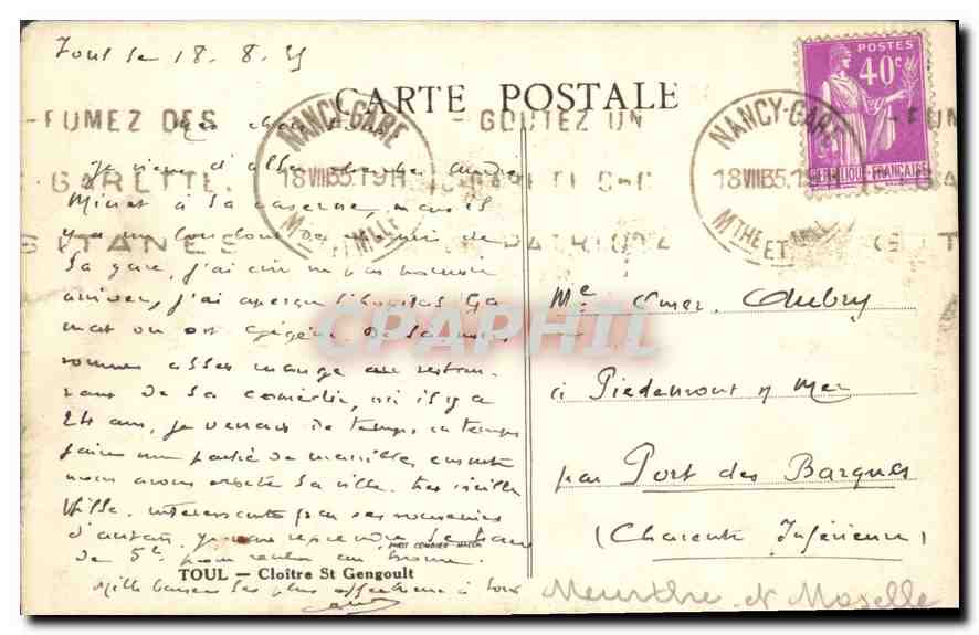 CPA Toul Cloitre St Gengoult  — Rückseite