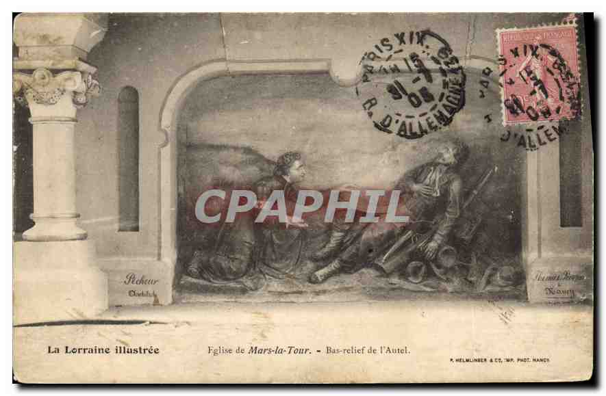 Église de Mars-la-Tour — Bas-relief de l'Autel — La Lorraine illustrée, P. Helmlimber & Cie, Imp. Phot. Nando