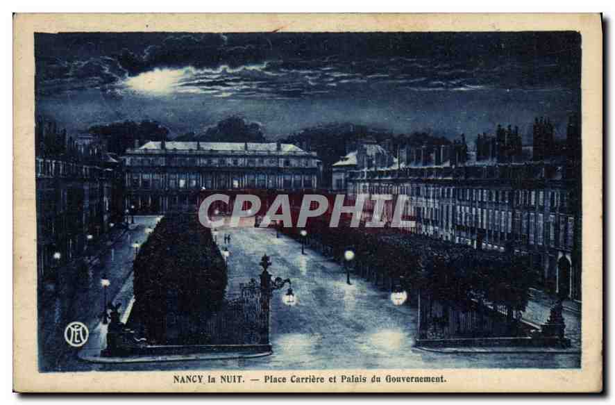 CPA Nancy la Nuit Place Carriere et Palais du Gouvernement 