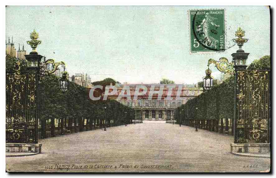 Nancy, Place de la Carrière & Palais du Gouvernement — éditeur LUCET, n° 1005