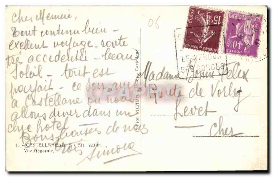 CPA Castellane Vue Generale  — Rückseite