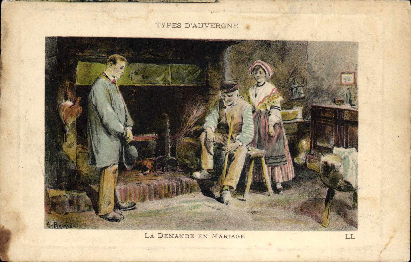 Types d'Auvergne — La Demande en Mariage — A. Baudouin, LL