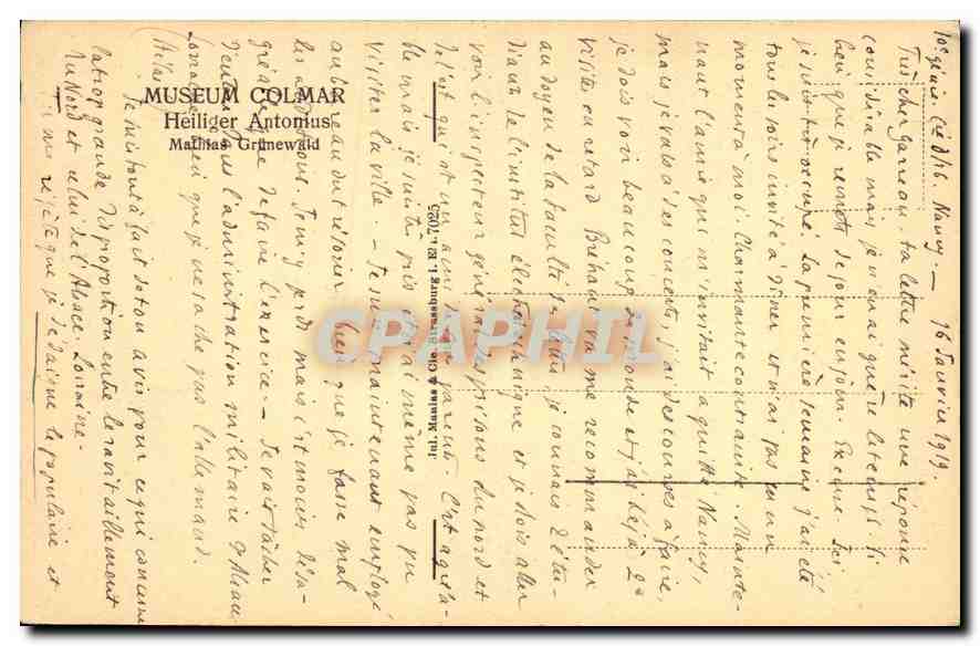 CPA Museum Colmar Heiliger Antonius  — Verso