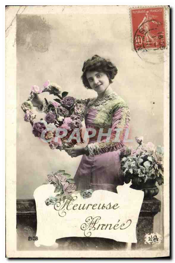 CPA Heureuse Annee Femme