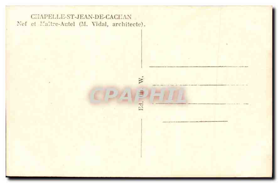 CPA Chapelle St Jean de Cachan Nef et Maitre Autel  — Rückseite