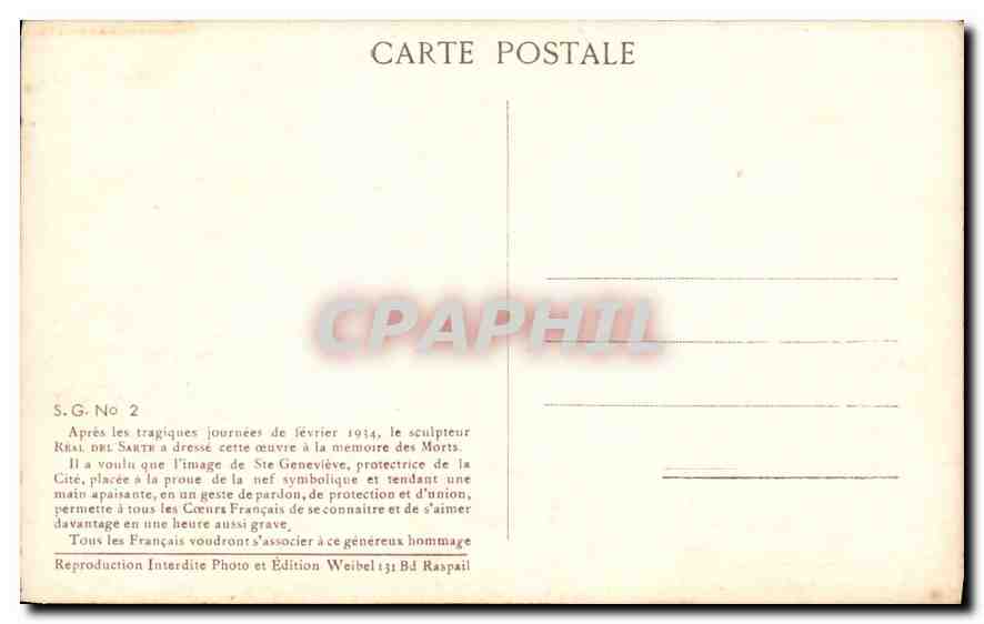 CPA Apres les tragiques journees de fevrier 1934  — Rückseite