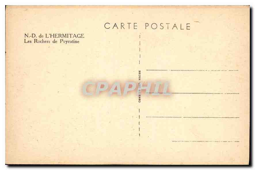 CPA ND de L'Hermitage Les Rochers de Peyratine  — Rückseite