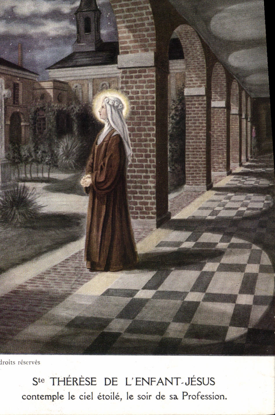 CPA Ste Therese de l'Enfant Jesus contemple le ciel etoile le soir de sa Profession 