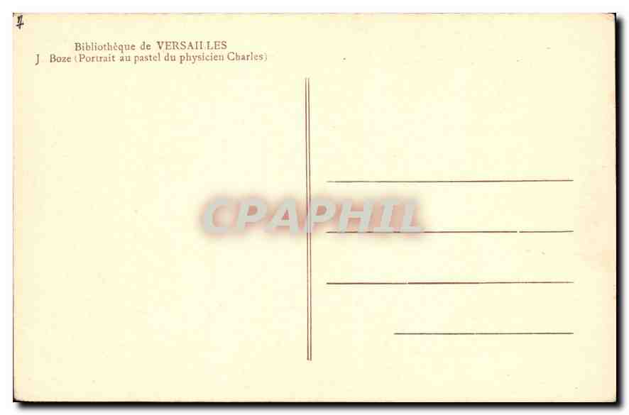 CPA Bibliotheque de Versailles Boz Physicien Charles — Rückseite