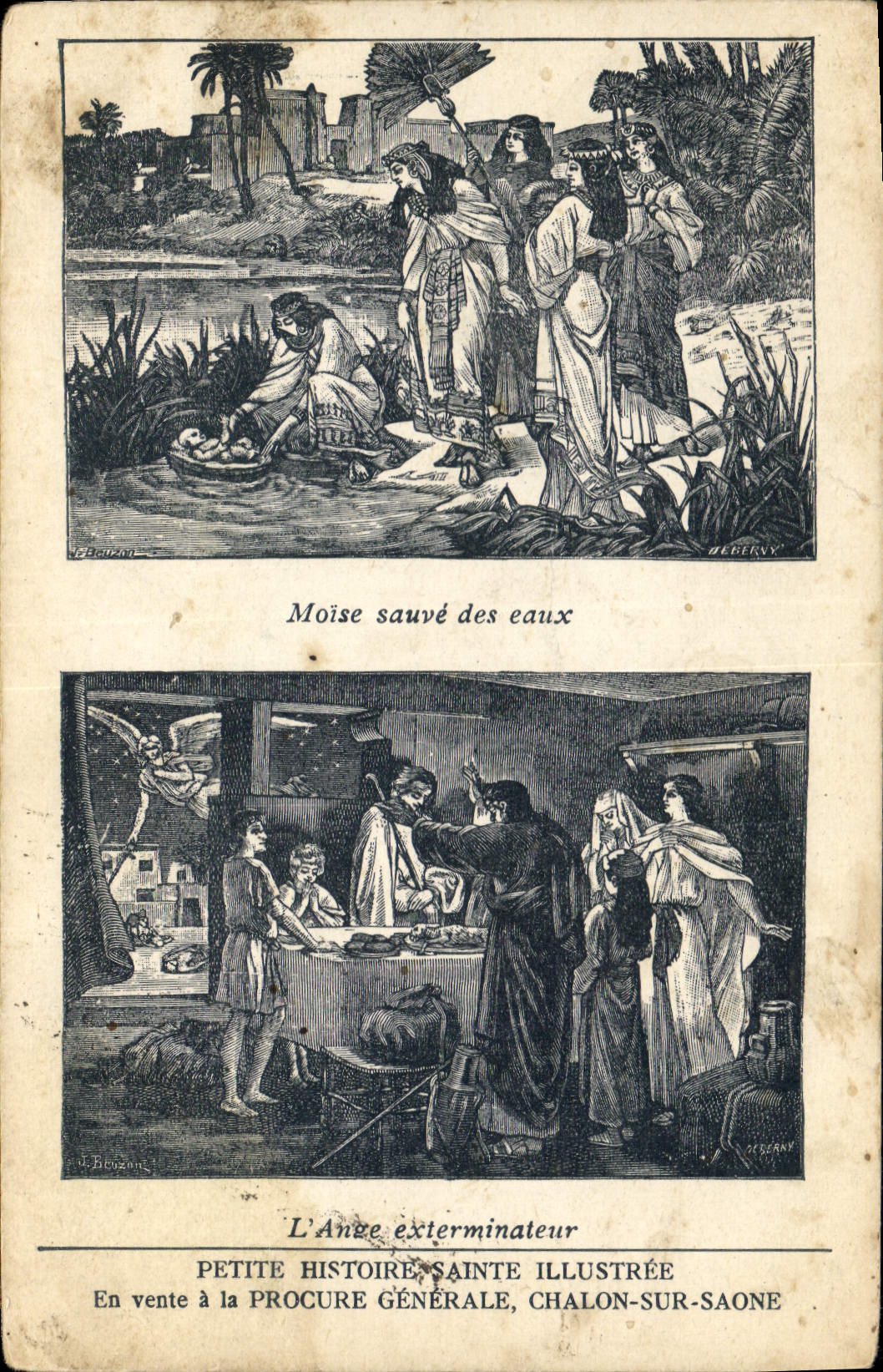 Moïse sauvé des eaux — L'Ange exterminateur — Petite Histoire Sainte Illustrée — Éditeur : Procure Générale, Chalon-sur-Saône