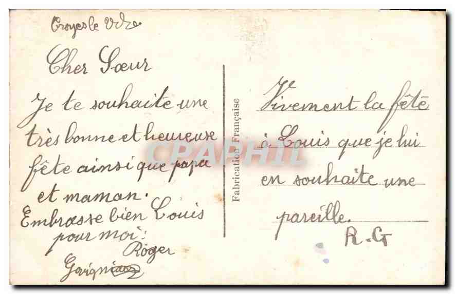CPA Bonne Fete Fleurs — Rückseite