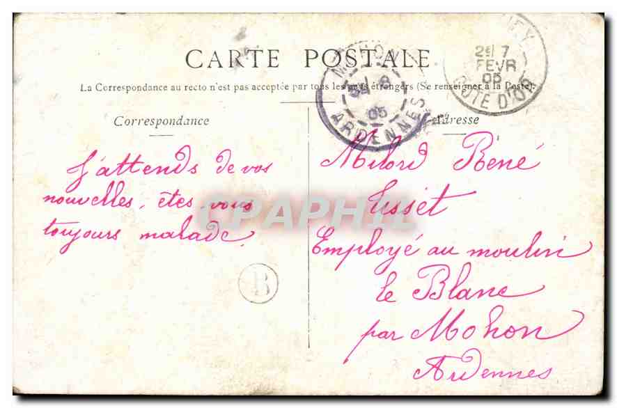 CPA Charlotte Wiche Cautin Berger Femme — Verso