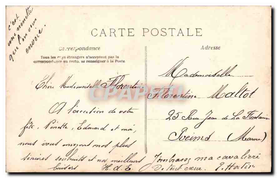 CPA Bonne et Heureuse Fete Enfant — Verso
