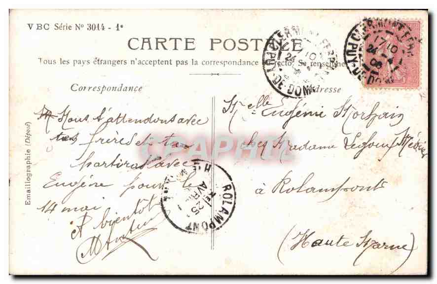 CPA Femme  — Verso