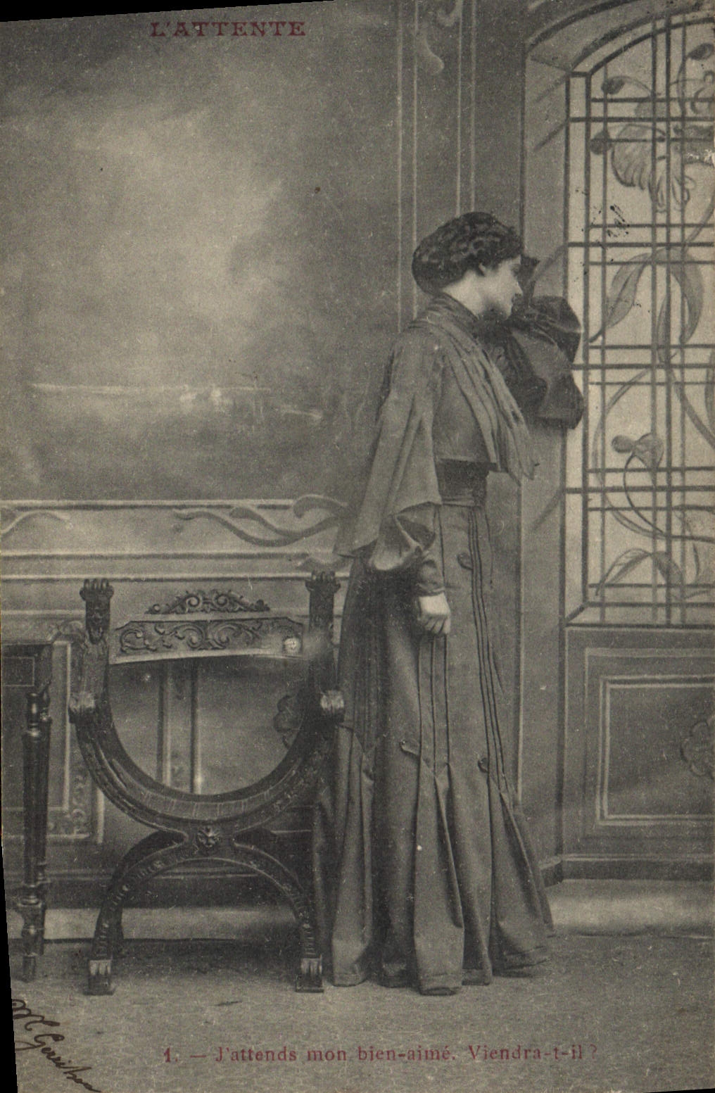 Femme en attente — scène intérieure — M. Gourdon, n°1