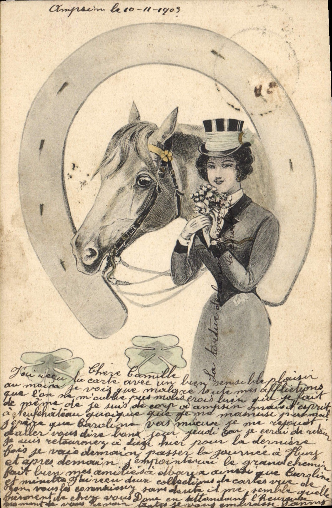 Cavallo e cavaliere — ferro di cavallo — editore Neufchâteau, n°4