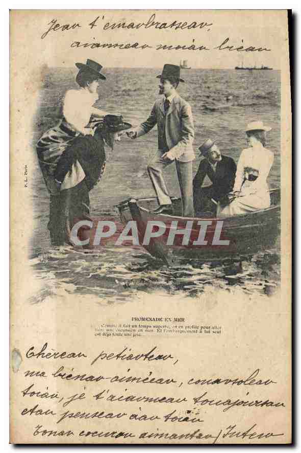 CPA Promenade en Mer Femme Bateau