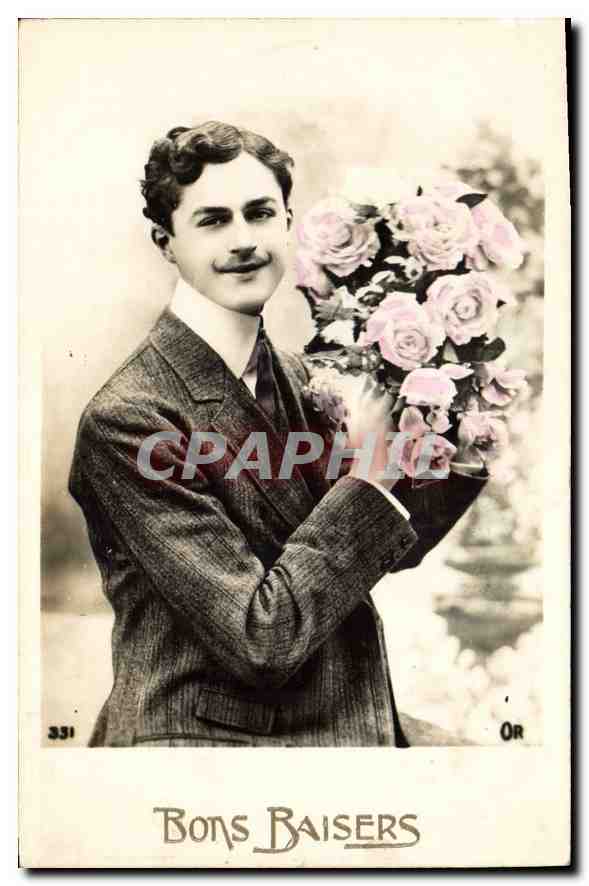 CPA Bons Baisers Homme Fleurs