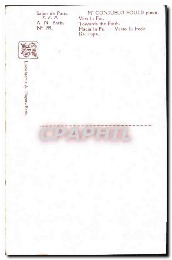 CPA Salon de Paris Consuelo Fould Vers la foi — Rückseite