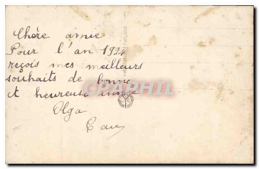 CPA Bonne Annee Homme Fleurs — Verso
