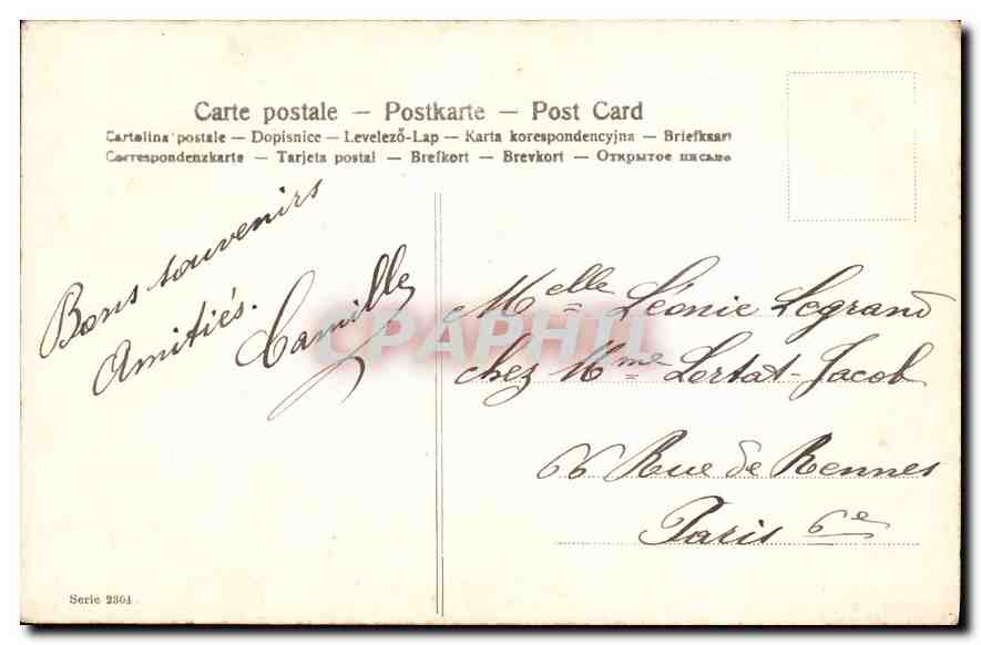 CPA Femme — Verso