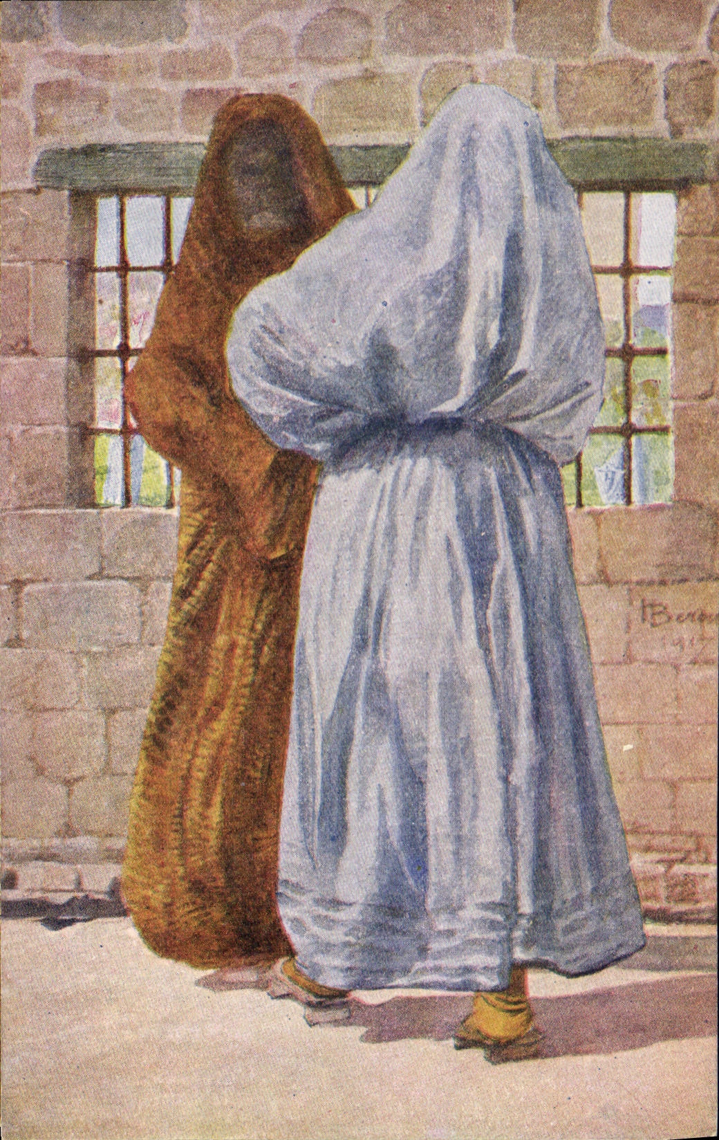 Deux femmes voilées — scène intérieure — H. Berrer, 1912