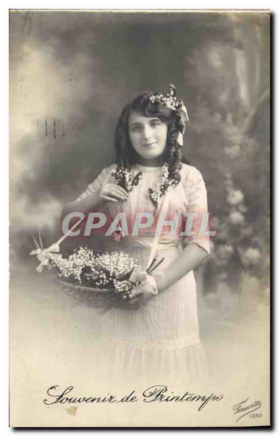 CPA Souvenir de Printemps Enfant