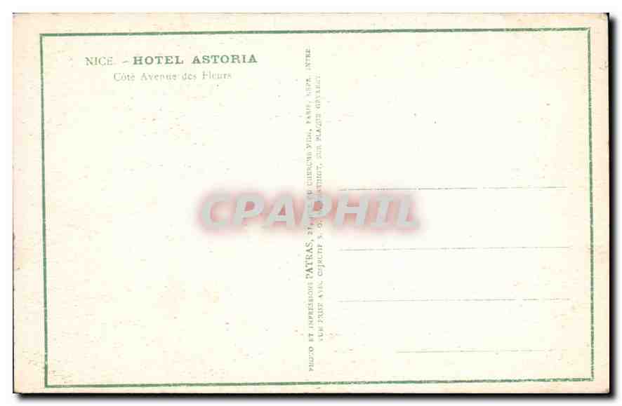 CPA Nice Hotel Astoria  — Verso