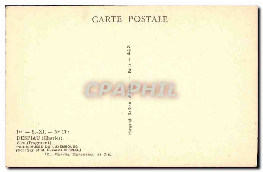 CPA Despiau Charles Paris Musee du Luxembourg  — Verso