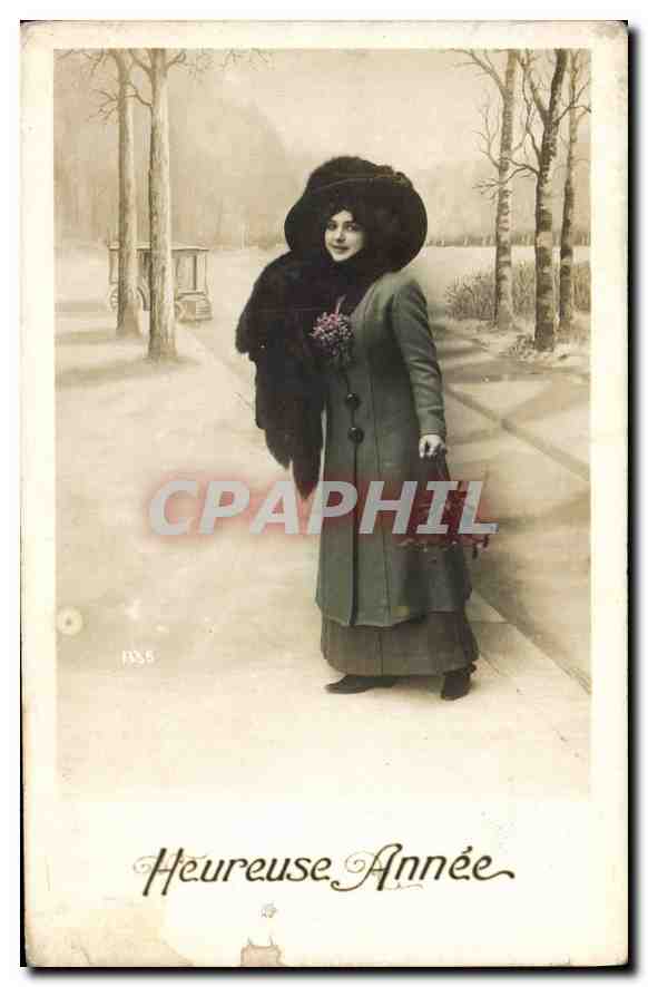 CPA Heureuse Annee Femme