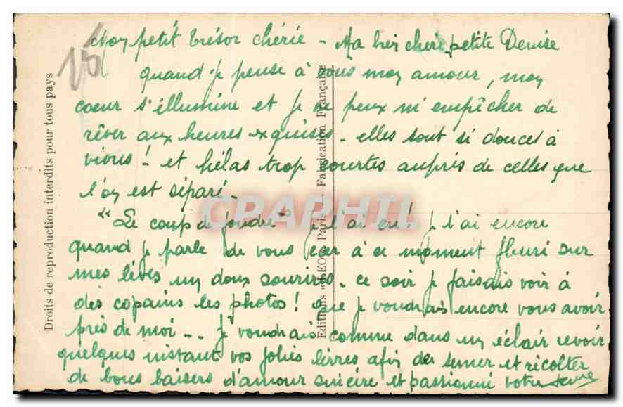 CPA Le Coup de Foudre Femme  — Rückseite