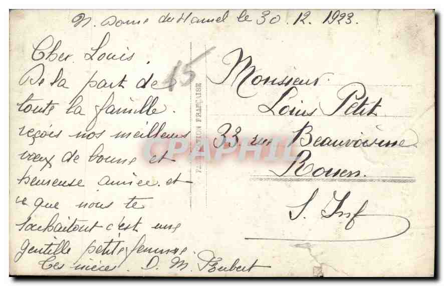 CPA Bonne Annee Femme — Verso