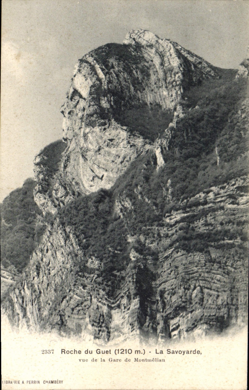 Roche du Guet (1210 m.) - La Savoyarde, vue de la Gare de Montmélian — Librairie Perrin, Chambéry, n° 2337