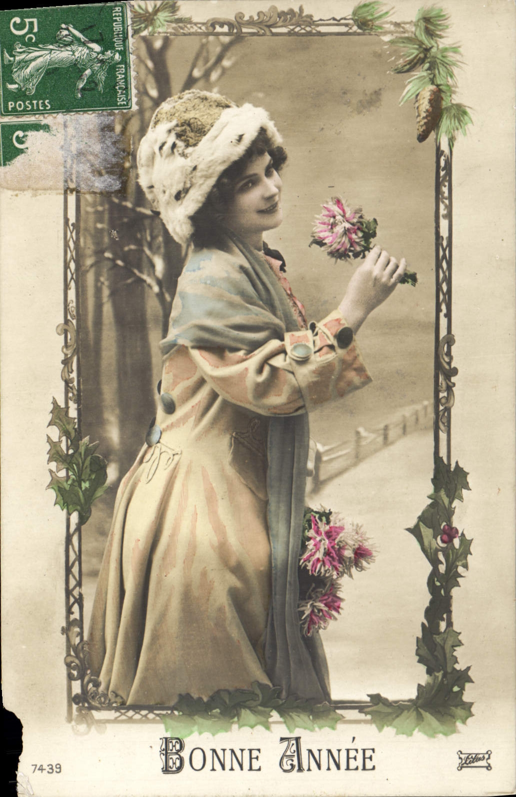 CPA Bonne Annee Femme