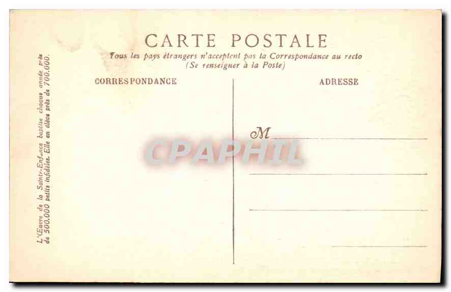 CPA Laissez venir a moi les petits enfants Collection de L'ouvre de la Sainte Enfance  — Back